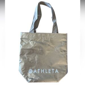 Athleta Metallic Silver Tote Bag 14”x14”
